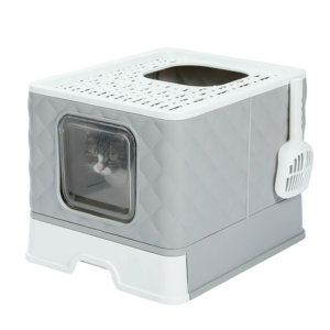 PAWZ Road Enclosed Cat Litter Box Large with Lid Drawer Type Easy to Clean,Gray
